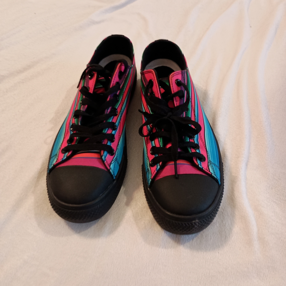 House of Chingasos Pink Serape Low Top Sneakers Unisex M8.5/W10 Vibrent Stripes